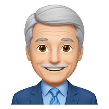 Create an emoji of a 62-year-old man in a blue suit and light blue tie with gray hair. sticker