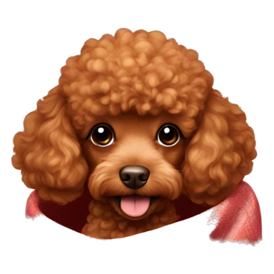 red toy poodle with blanket around it  sticker