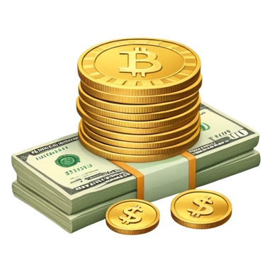 stack of coins and a banknote symbolizing money in logistics sticker