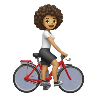 mujer con el pelo rizado corto montada en una bicicleta profecional sticker