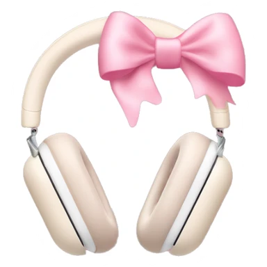 Cream colored Apple AirPods Max headphones with pink bows sticker