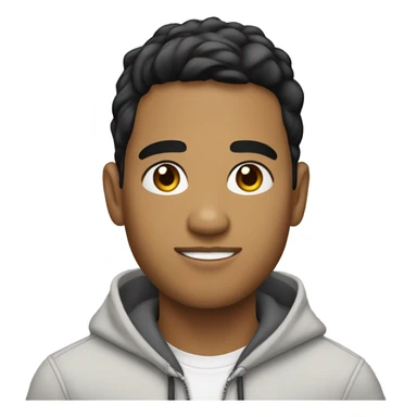 25-year old latino, light-brown skin, with black eyes and short hair, wearing a hoodie under a blazer sticker