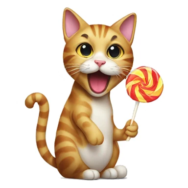 Cat eating a lolliepop sticker