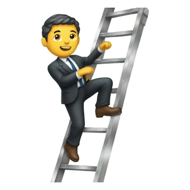 man in a suit climbing a metal ladder sticker