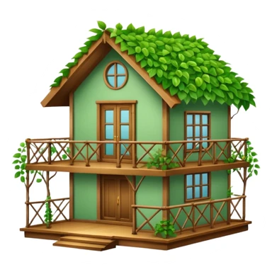 Beautifull Green house made with leaves, branches and a balcony  sticker