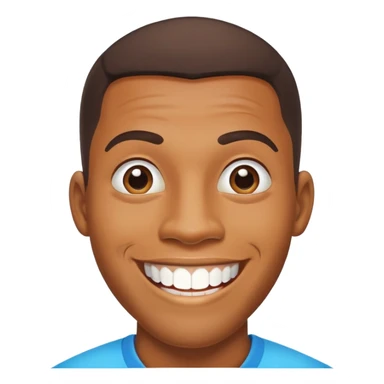 smiling black man with big teeth, standard male haircut, oval face, Rio de Janeiro theme, no glasses, carioca sticker
