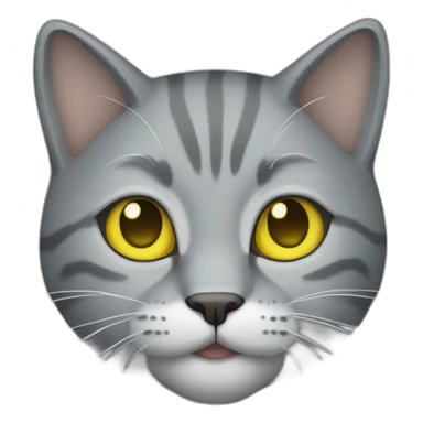 gray cat with yellow eyes and a green hood that smiling sticker