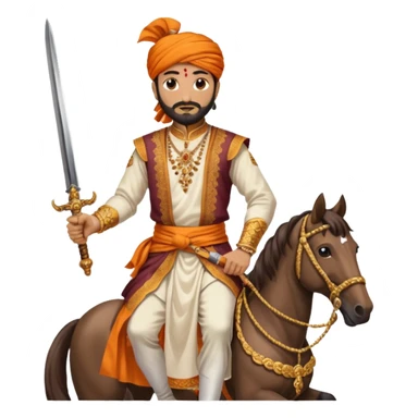 Make a emoji of Chatrapati Shivaji Maharaj in hand must have sward and horse face must be similar to shivaji maharaj  sticker