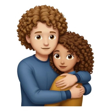 White guy with curly hair hugging a brown girl with curly hair  sticker
