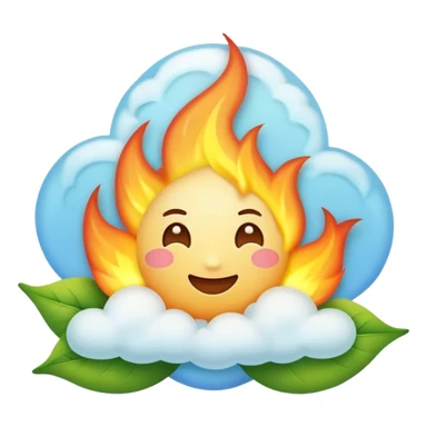 minimalist emoji style icon of a frame with a glowing star and a small flame or spark inside, surrounded by a soft cloud and a leaf, pastel colors, clean lines, mindful inspiring feel sticker