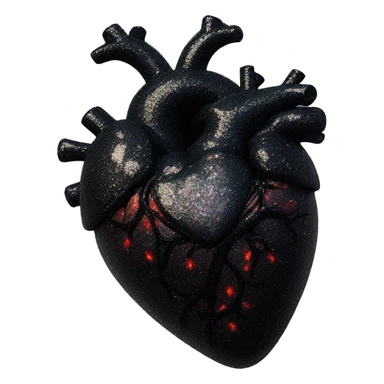 Black glittery anatomical heart sticker