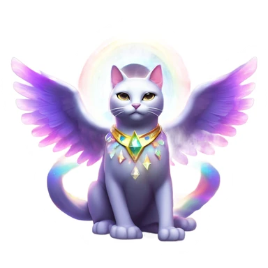 Reality Bending Buff Omega ultra cosmic galactic hyperverseal alpha Transcendent Heavenly Rainbow 5th dimensional Diamond ultra mega surpream beyond Omni-Cat God with wings and a ring around its body and another ring above it’s head full body sticker