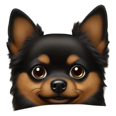 Black and brown pomchi under blankie  sticker