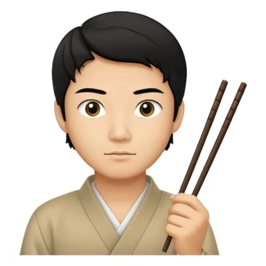 Asian man with really small eyes holding chopsticks sticker