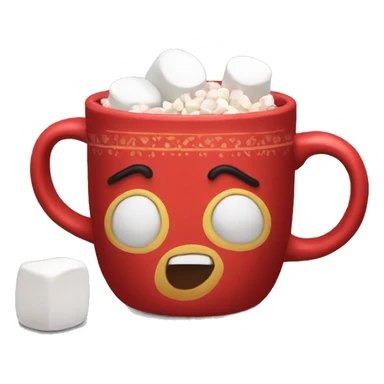 Coco in a red mug with marshmallows sticker
