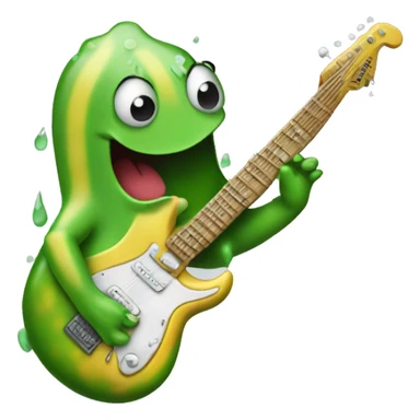 Happy slimy slug playing electric guitar sticker