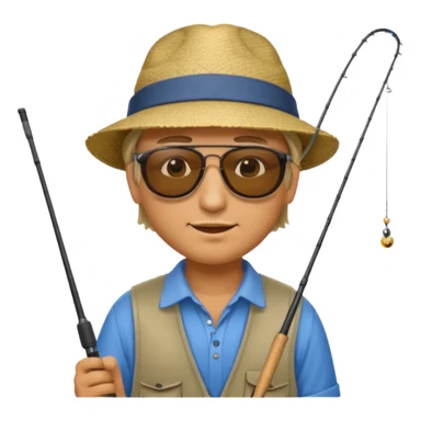 a man holding a fishing rod sticker