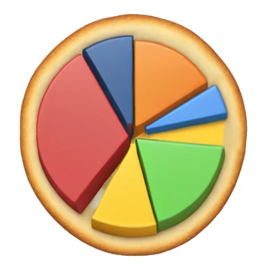A 3D pie chart with two distinct sections sticker