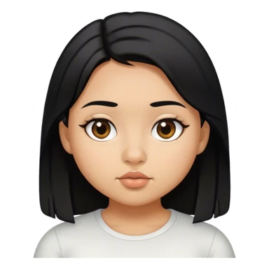 Una chica trigueña con pelo negro lacio mediano, con ojos chiquitos, con un top, labios pequeños, un poco cachetona, su nariz bonita  sticker