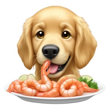 Golden Retriever eating a shrimp cocktail  sticker