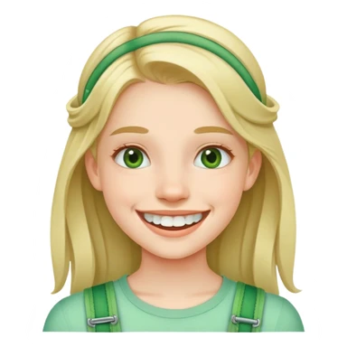 girl with green braces on her teeth smiling sticker