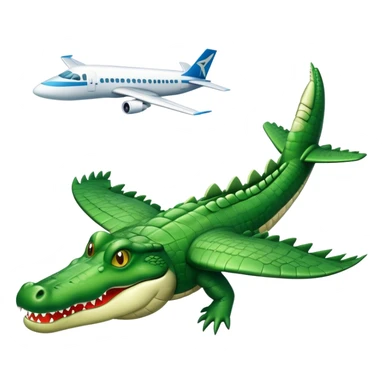 A crocodile with airplane wings flying in the sky sticker