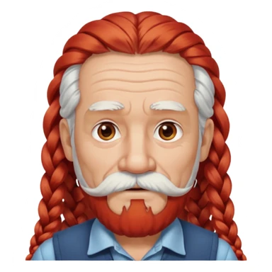 very old, white bearded and white mustached, red long haired, braided, earringed sticker