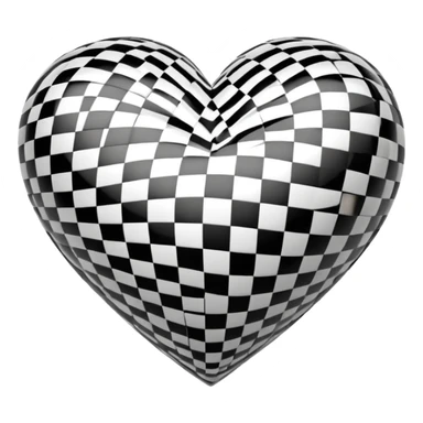 black and white checkered heart sticker