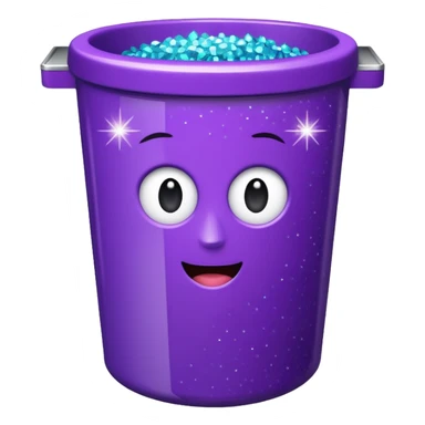 Glitter Purple and Cian  metal rubbish bin officer sticker