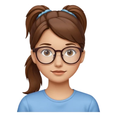 brown haired Ponytail Girl with Glasses sticker