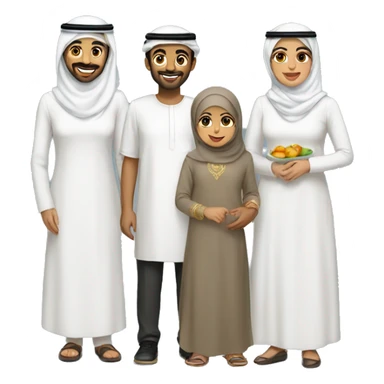 kuwaiti family with dishdasha sticker