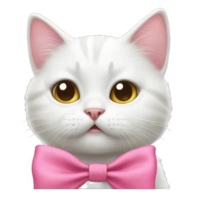 Cute white cat with a pink bow sends kisses  sticker