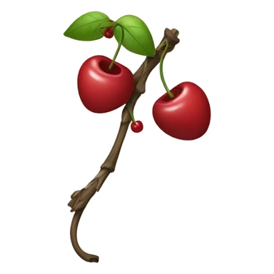 A bow with two short strings hanging down. From its center, two cherry stems with cherries extend downward.  sticker