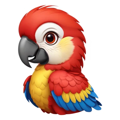 cinematic-cute-macaw-portrait-emoji,-head-tilted-playfully-and-inquisitively,-with-a-dazzling-red-plumage-and-round,-sparkling-eyes-filled-with-charm,-simplified-yet-irresistibly-adorable-features,-highly-detailed, white beak sticker