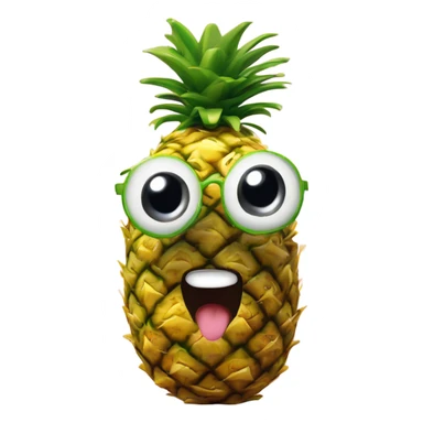 3D one pineapple  👱‍♀️🍍 with big shiny eyes. The pineapple cute embarrassed ☺️ sticker