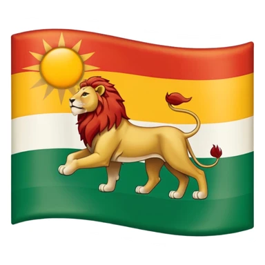 A flag with three horizontal color that upper is Green , middle is White and in down red color, in the White line is a lion and sun that sunrises from back of lion in the middle line  sticker