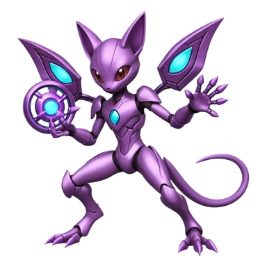 Futuristic armored cyber-Mewtwo-Sableye-Genesect-Deoxys-Espeon-alien-hybrid-fusion sticker