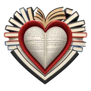  black and white heart + books sticker
