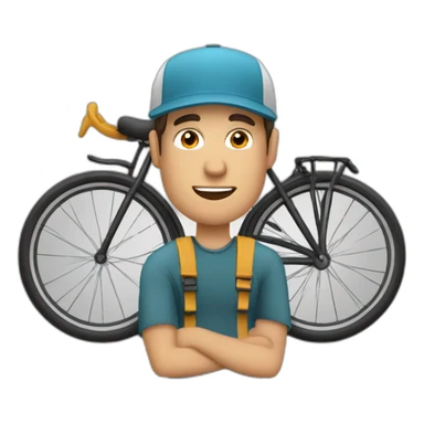 hombre gordo con gorra con bicicleta sticker