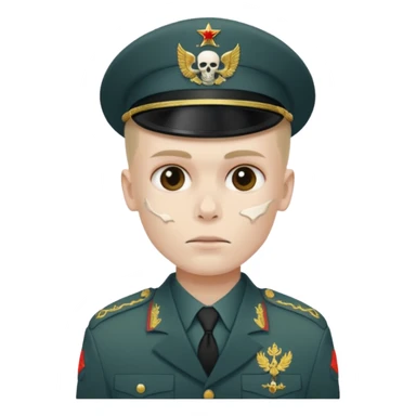 generate a realistic Russian soldier, but with a bare skull instead of a head sticker