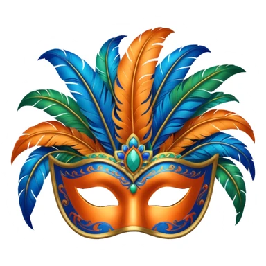📦+ carnival mask in orange, blue and green , trying to make a carnival pack sticker