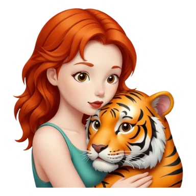 redhead girl kissing tiger sticker
