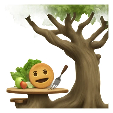 A tree eating lunch sticker