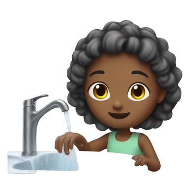 girl washes her hands sticker