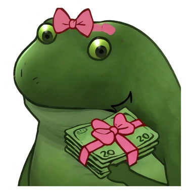 money stack with pink bow sticker