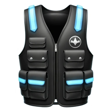 all-black bulletproof vest, glowing and sparkling sticker