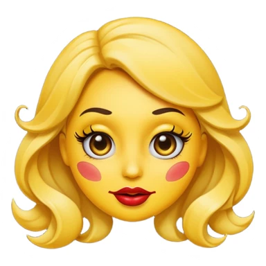 sassy yellow emoji face with long curled eyelashes, thick glossy lips, smirking expression, dramatic eyeshadow, side-eye look, bratty attitude, classic apple emoji style sticker