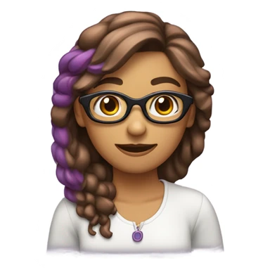 chica con jos marrones con gafas lilas i el pelo marron rizado sticker