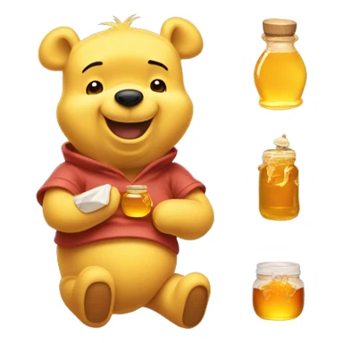 Winnie the Pooh with honey sticker
