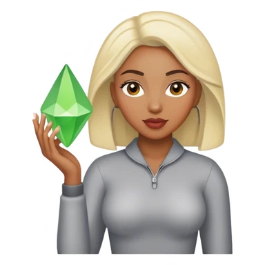 Light skin black woman with sims plumbob sticker